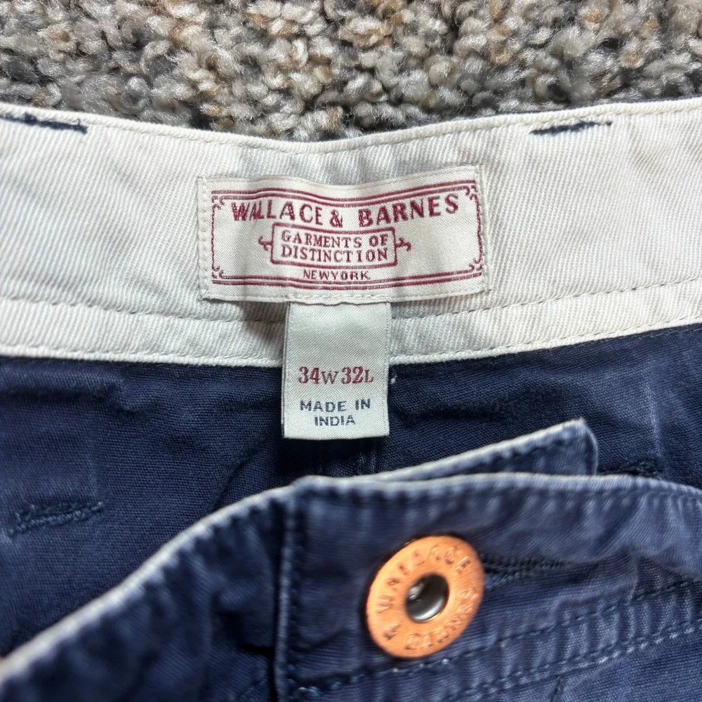 Wallace & Barnes Men's 34x32 Double Knee Workwear Pants Navy Blue Duck Canvas